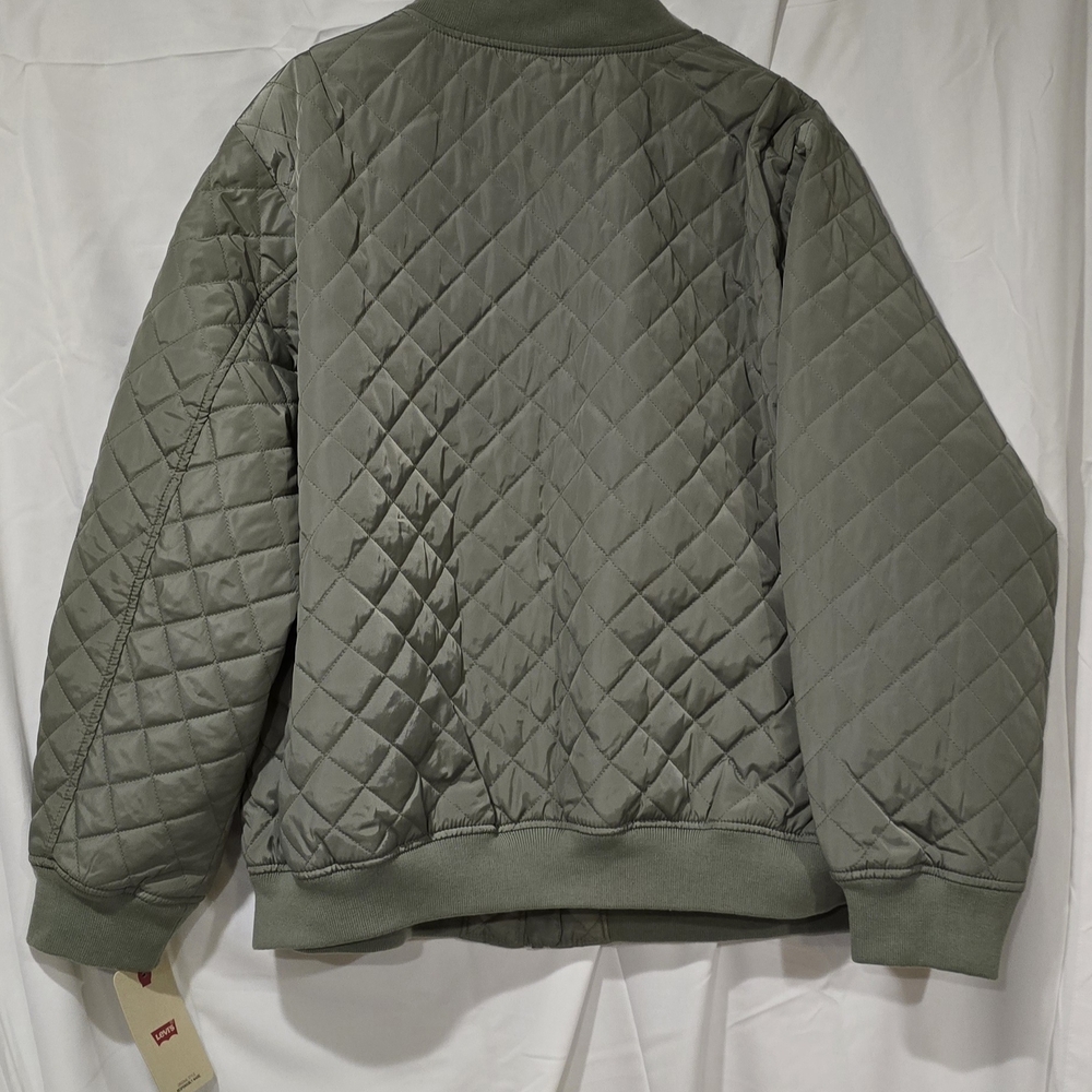 levis Diamond Quilted Bomber Jacket‎ Womens 3X Sea Green Full Zip - Picture 2 of 4